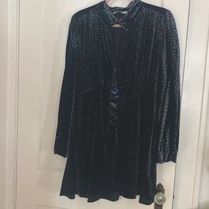 Zara Velvet Button Up Mini Dress